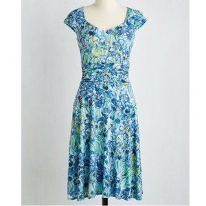 Modcloth Retrolicious Van Gogh Irises Dress EUC
